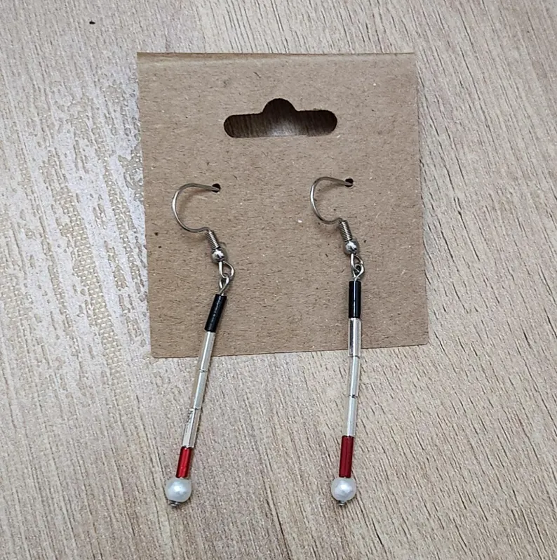 White Cane Beaded Earrings - CAER Fundraising Item